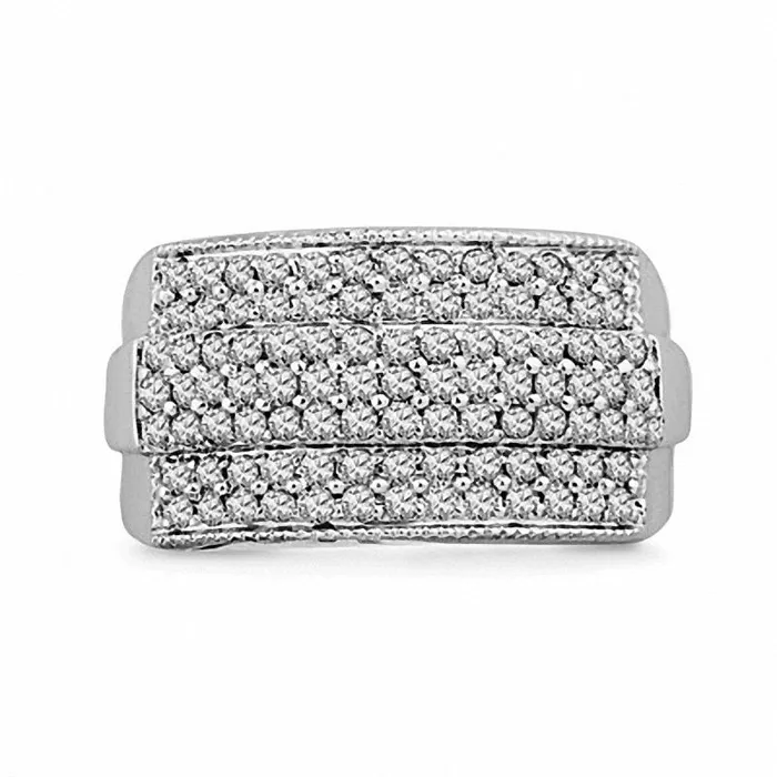 Goldia 10 CT TW Natural Diamond MultiRow Band in Solid 10K White Gold Rings Goldia 10 CT TW Natural Diamond MultiRow Band in Solid 10K White Gold Rings