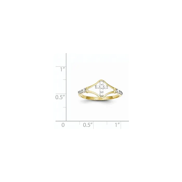Goldia 10K Yellow Gold CZ Cross Ring Rings