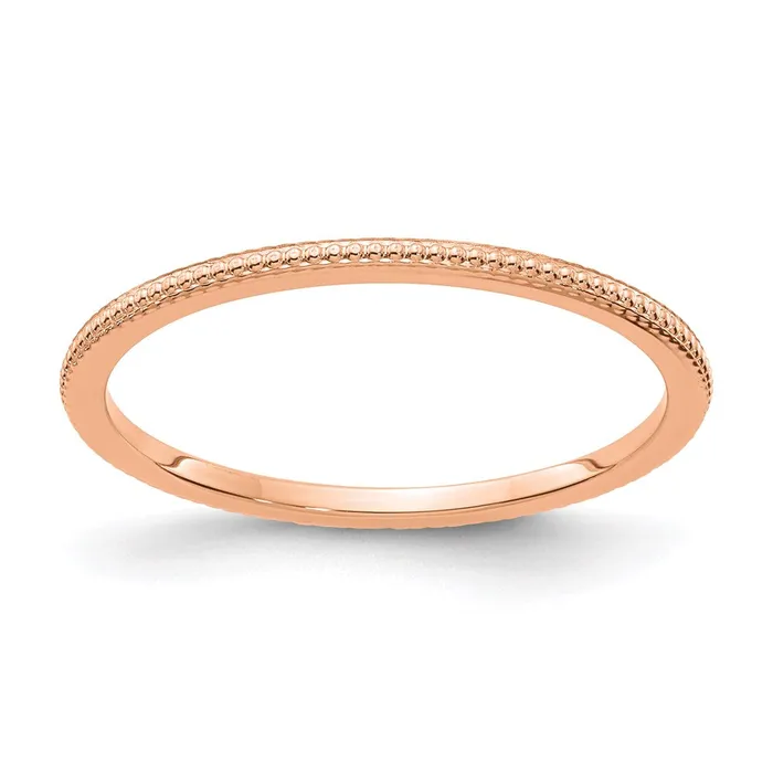 Goldia 14K Rose Gold 12mm Bead Stackable Band Rings