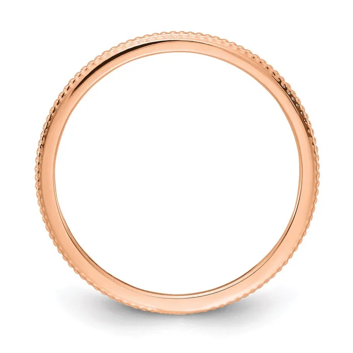 Goldia 14K Rose Gold 12mm Bead Stackable Band Rings