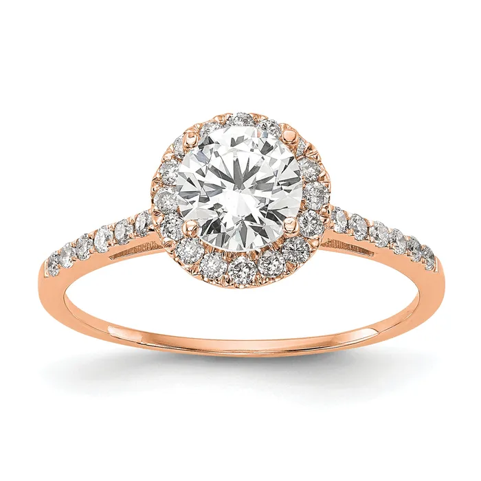 Goldia 14K Rose Gold Lab Grown VSSI G Diamond Round Halo Semimount Engagement Ring Rings
