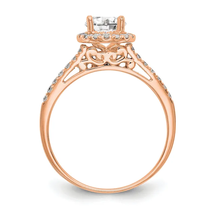 Goldia 14K Rose Gold Lab Grown VSSI G Diamond Round Halo Semimount Engagement Ring Rings