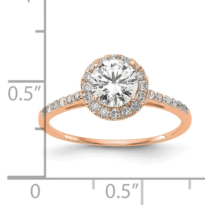 Goldia 14K Rose Gold Lab Grown VSSI G Diamond Round Halo Semimount Engagement Ring Rings