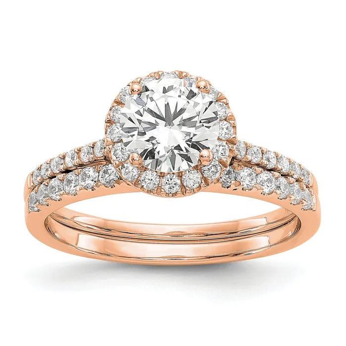 Goldia 14K Rose Gold Lab Grown VSSI G Diamond Round Halo Semimount Engagement Ring Rings