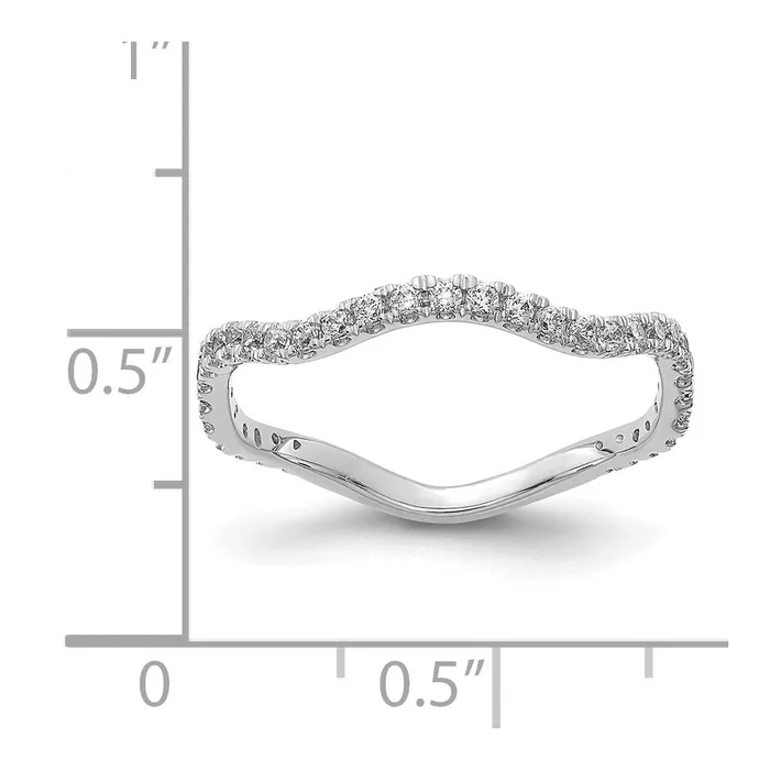 Goldiacom 14k White Gold Real Diamond Wavy Band Rings