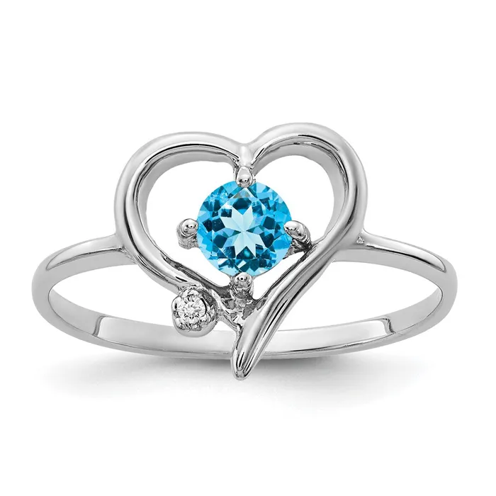 Goldiacom Rings 14k White Gold 4mm Blue Topaz A Real Diamond ring