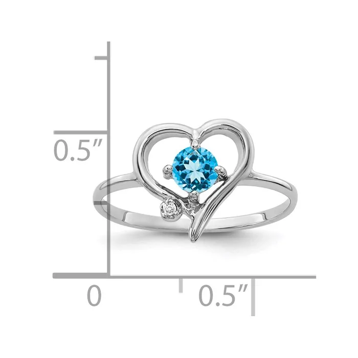 Goldiacom Rings 14k White Gold 4mm Blue Topaz A Real Diamond ring