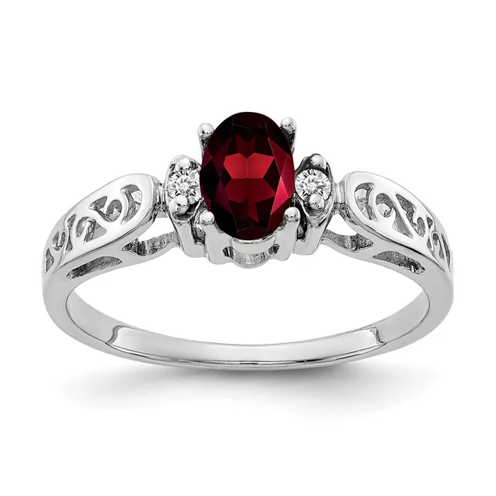 Goldiacom Rings 14k White Gold 6x4mm Oval Garnet Checker A Real Diamond ring Goldiacom Rings 14k White Gold 6x4mm Oval Garnet Checker A Real Diamond ring