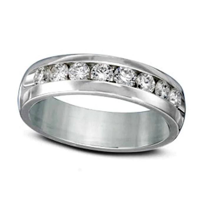 Goldia Mens 10 CT TW Natural Diamond Channel Anniversary Band in Solid 14K White Gold ISI2 Rings Goldia Mens 10 CT TW Natural Diamond Channel Anniversary Band in Solid 14K White Gold ISI2 Rings