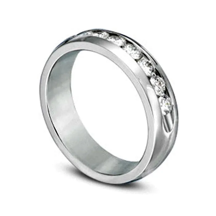 Goldia Mens 10 CT TW Natural Diamond Channel Anniversary Band in Solid 14K White Gold ISI2 Rings Goldia Mens 10 CT TW Natural Diamond Channel Anniversary Band in Solid 14K White Gold ISI2 Rings