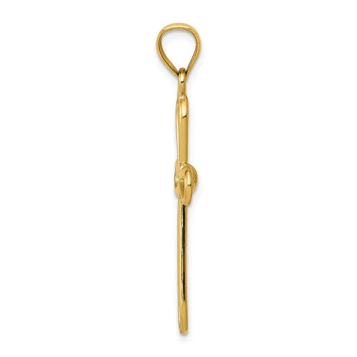 Goldia Necklaces 14k Yellow Gold Polished Rounded Cross wX Center Pendant