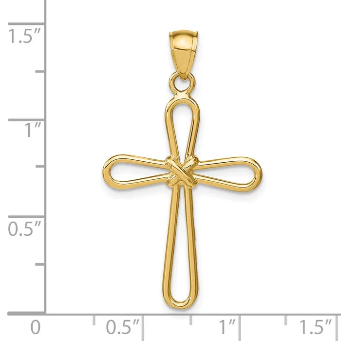 Goldia Necklaces 14k Yellow Gold Polished Rounded Cross wX Center Pendant