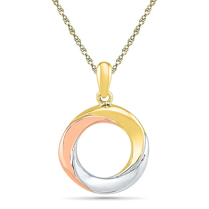 Goldia Open Circle Pendant in 10K TriTone Gold Rings