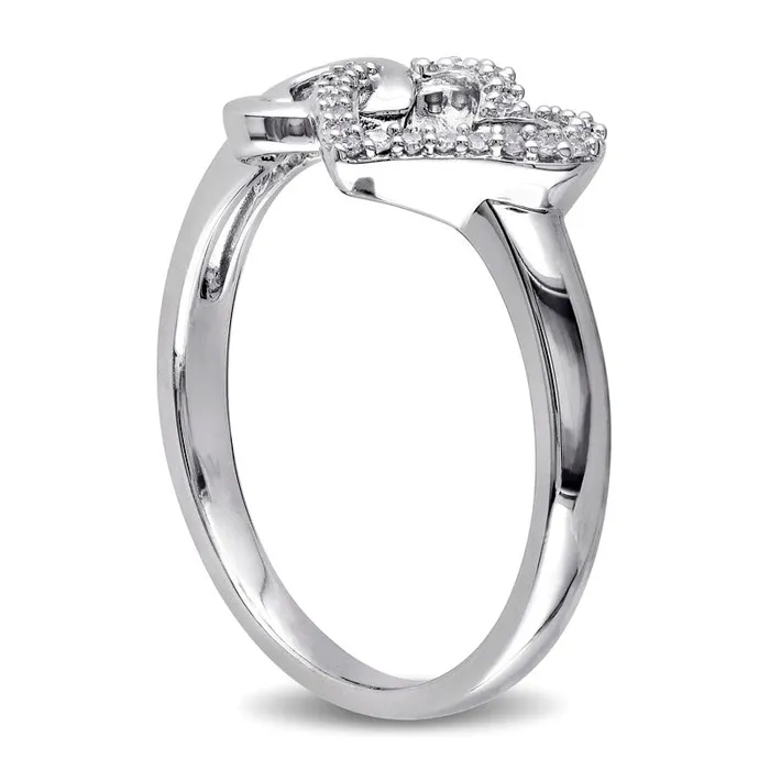 Goldia Rings 010 CT TW Natural Diamond Double Heart Outline Ring in Sterling Silver Goldia Rings 010 CT TW Natural Diamond Double Heart Outline Ring in Sterling Silver