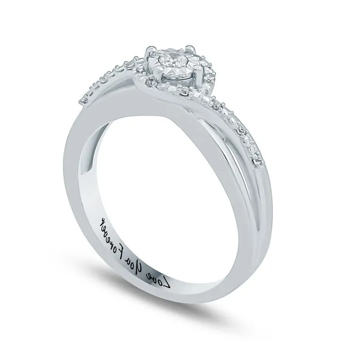 Goldia Rings 010 CT TW Natural Diamond Swirl Bypass Triple Row Split Shank Promise Ring in Sterling Silver 118 Characters