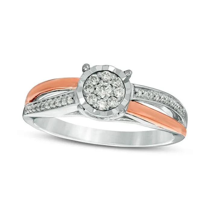 Goldia Rings 017 CT TW Natural Diamond Frame Crossover Promise Ring in Sterling Silver and Solid 10K Rose Gold Goldia Rings 017 CT TW Natural Diamond Frame Crossover Promise Ring in Sterling Silver and Solid 10K Rose Gold