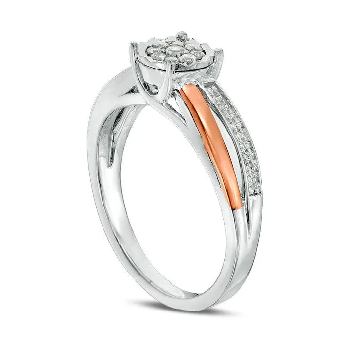 Goldia Rings 017 CT TW Natural Diamond Frame Crossover Promise Ring in Sterling Silver and Solid 10K Rose Gold Goldia Rings 017 CT TW Natural Diamond Frame Crossover Promise Ring in Sterling Silver and Solid 10K Rose Gold
