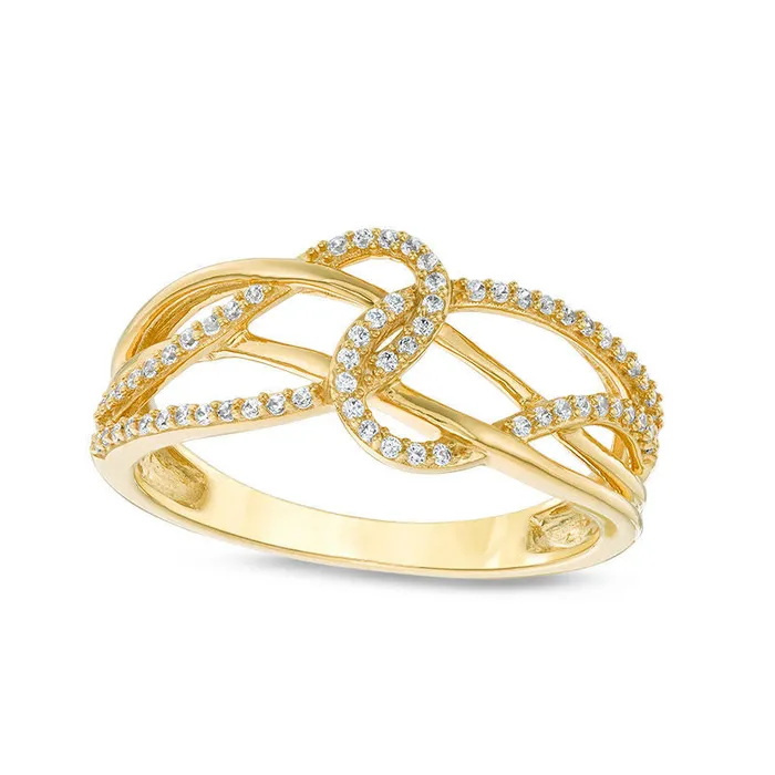 Goldia Rings 017 CT TW Natural Diamond Layered Crossover Looped Ring in Solid 10K Yellow Gold Goldia Rings 017 CT TW Natural Diamond Layered Crossover Looped Ring in Solid 10K Yellow Gold