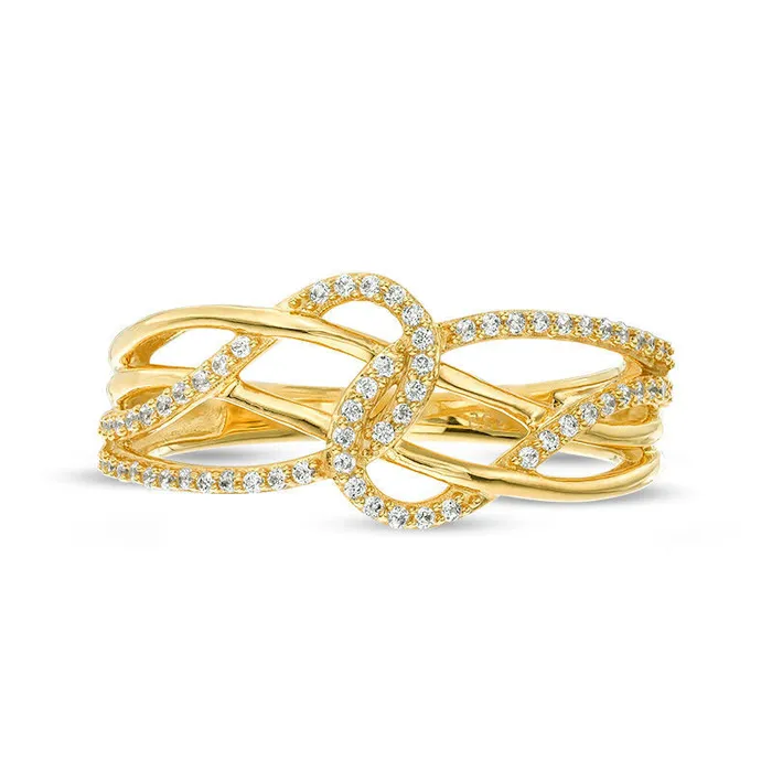 Goldia Rings 017 CT TW Natural Diamond Layered Crossover Looped Ring in Solid 10K Yellow Gold Goldia Rings 017 CT TW Natural Diamond Layered Crossover Looped Ring in Solid 10K Yellow Gold