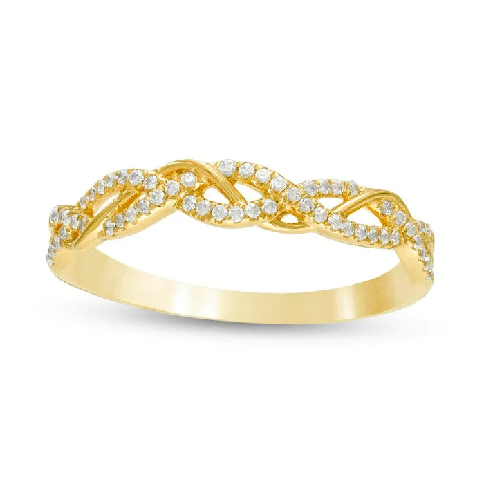 Goldia Rings 017 CT TW Natural Diamond Twist Anniversary Band in Solid 10K Yellow Gold Goldia Rings 017 CT TW Natural Diamond Twist Anniversary Band in Solid 10K Yellow Gold