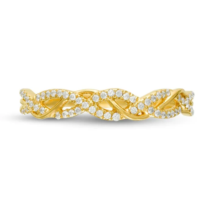 Goldia Rings 017 CT TW Natural Diamond Twist Anniversary Band in Solid 10K Yellow Gold Goldia Rings 017 CT TW Natural Diamond Twist Anniversary Band in Solid 10K Yellow Gold
