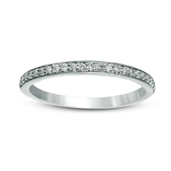 Goldia Rings 017 CT TW Natural Diamond Wedding Band in Solid 10K White Gold