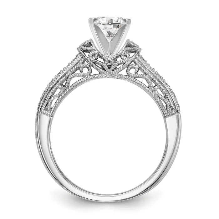 Goldia Rings 017ct CZ Solid Real 14K White Gold Peg Set Engagement Ring