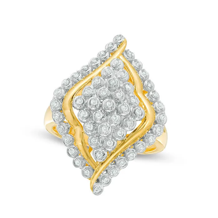Goldia Rings 025 CT TW Composite Natural Diamond Marquise Frame Ring in Sterling Silver with Solid 14K Gold Plate Goldia Rings 025 CT TW Composite Natural Diamond Marquise Frame Ring in Sterling Silver with Solid 14K Gold Plate