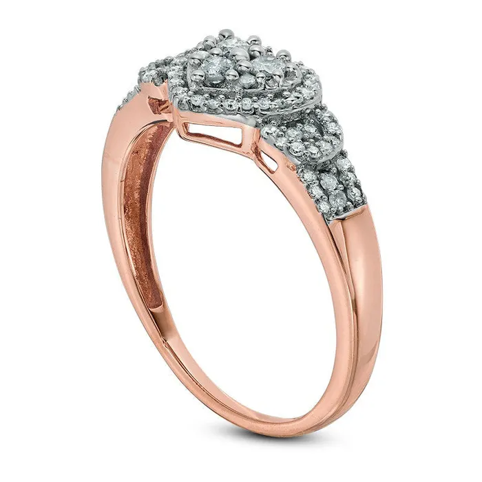 Goldia Rings 025 CT TW Natural Diamond Heart Frame Loop Sides Ring in Solid 10K Rose Gold Goldia Rings 025 CT TW Natural Diamond Heart Frame Loop Sides Ring in Solid 10K Rose Gold