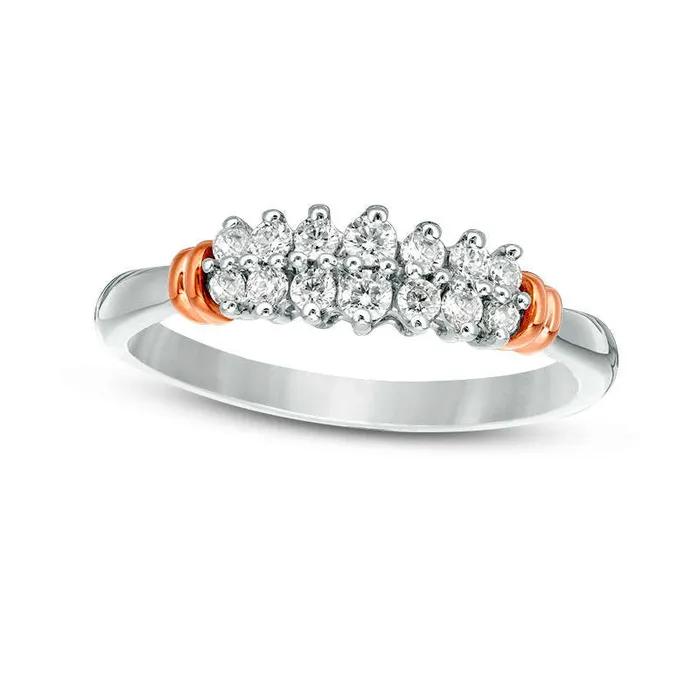 Goldia Rings 025 CT TW Natural Diamond Two Row Collar Anniversary Band in Solid 10K TwoTone Gold Goldia Rings 025 CT TW Natural Diamond Two Row Collar Anniversary Band in Solid 10K TwoTone Gold