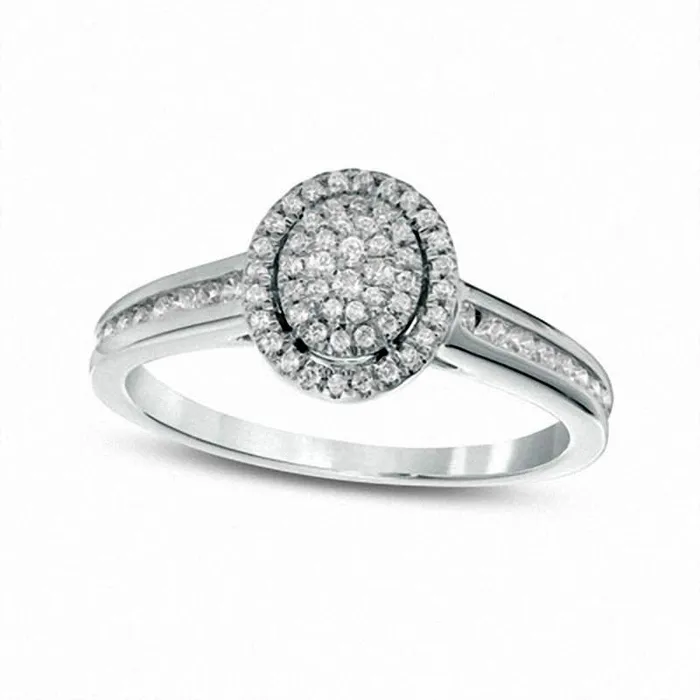 Goldia Rings 033 CT TW Composite Natural Diamond Double Oval Frame Engagement Ring in Solid 10K White Gold Goldia Rings 033 CT TW Composite Natural Diamond Double Oval Frame Engagement Ring in Solid 10K White Gold