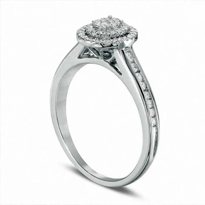Goldia Rings 033 CT TW Composite Natural Diamond Double Oval Frame Engagement Ring in Solid 10K White Gold Goldia Rings 033 CT TW Composite Natural Diamond Double Oval Frame Engagement Ring in Solid 10K White Gold