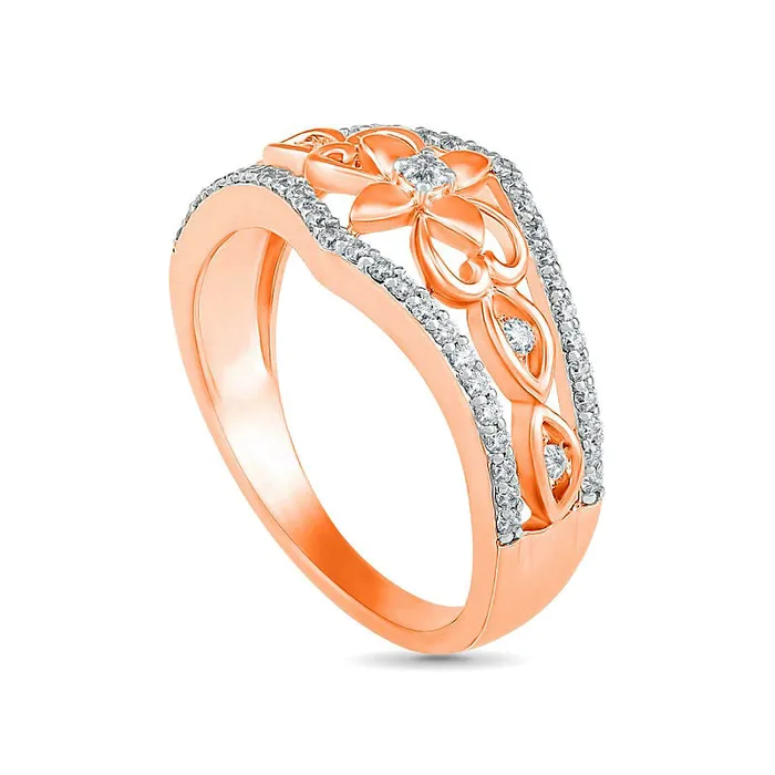 Goldia Rings 033 CT TW Natural Diamond Ornate Flower Ring in Solid 10K Rose Gold Goldia Rings 033 CT TW Natural Diamond Ornate Flower Ring in Solid 10K Rose Gold