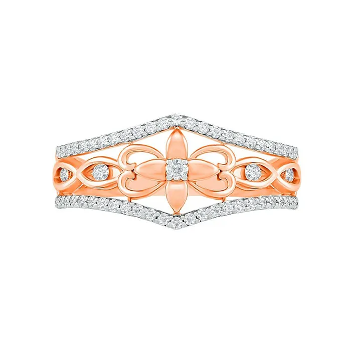 Goldia Rings 033 CT TW Natural Diamond Ornate Flower Ring in Solid 10K Rose Gold Goldia Rings 033 CT TW Natural Diamond Ornate Flower Ring in Solid 10K Rose Gold