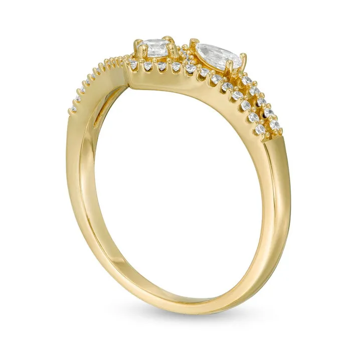 Goldia Rings 033 CT TW Natural Diamond Split Shank Chevron Wrap Ring in Solid 10K Yellow Gold Goldia Rings 033 CT TW Natural Diamond Split Shank Chevron Wrap Ring in Solid 10K Yellow Gold