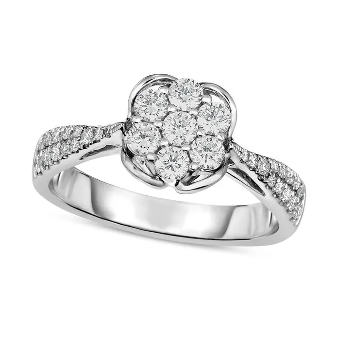 Goldia Rings 050 CT TW Composite Natural Diamond Flower Engagement Ring in Solid 10K White Gold Goldia Rings 050 CT TW Composite Natural Diamond Flower Engagement Ring in Solid 10K White Gold