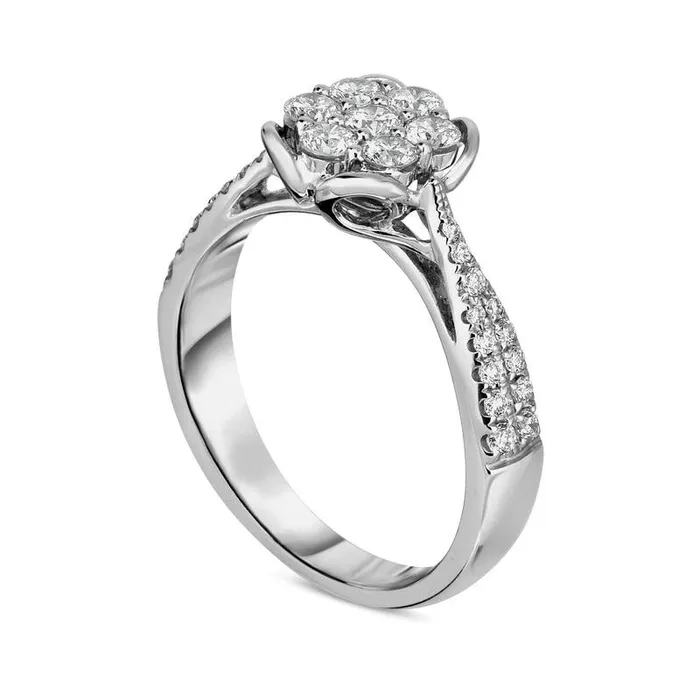 Goldia Rings 050 CT TW Composite Natural Diamond Flower Engagement Ring in Solid 10K White Gold