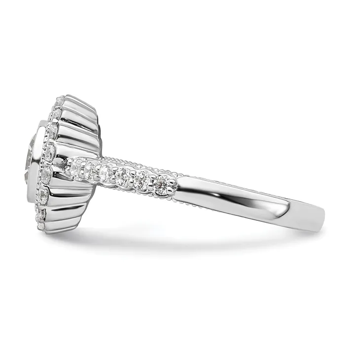 Goldia Rings 050ct CZ Solid Real 14k White Polish Halo 12ct Round Bezel Dia Ring