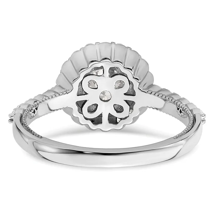 Goldia Rings 050ct CZ Solid Real 14k White Polish Halo 12ct Round Bezel Dia Ring