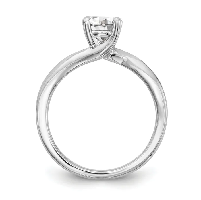 Goldia Rings 075ct CZ Solid Real 14k White Gold Round Solitaire Engagement Ring Engagement Polished