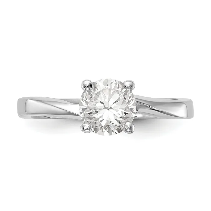 Goldia Rings 075ct CZ Solid Real 14k White Gold Round Solitaire Engagement Ring Engagement Polished