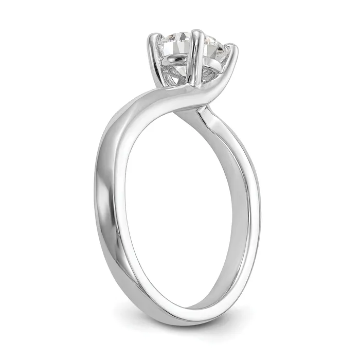 Goldia Rings 075ct CZ Solid Real 14k White Gold Round Solitaire Engagement Ring Engagement Polished