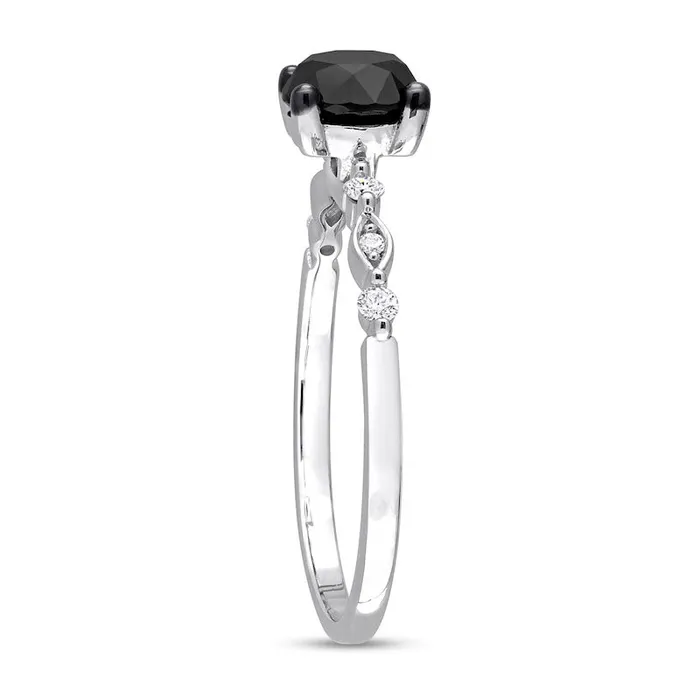 Goldia Rings 10 CT TW Black Enhanced and White Natural Diamond Engagement Ring in Solid 10K White Gold Goldia Rings 10 CT TW Black Enhanced and White Natural Diamond Engagement Ring in Solid 10K White Gold