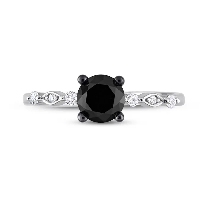Goldia Rings 10 CT TW Black Enhanced and White Natural Diamond Engagement Ring in Solid 10K White Gold Goldia Rings 10 CT TW Black Enhanced and White Natural Diamond Engagement Ring in Solid 10K White Gold