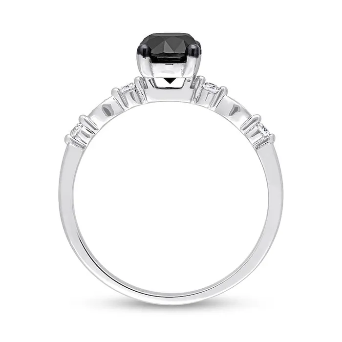 Goldia Rings 10 CT TW Black Enhanced and White Natural Diamond Engagement Ring in Solid 10K White Gold Goldia Rings 10 CT TW Black Enhanced and White Natural Diamond Engagement Ring in Solid 10K White Gold