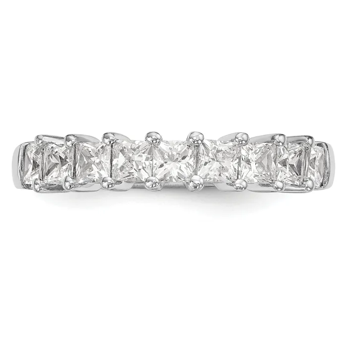 Goldia Rings 125ct CZ Solid Real 14K White Gold 9Stone Wedding Band Ring