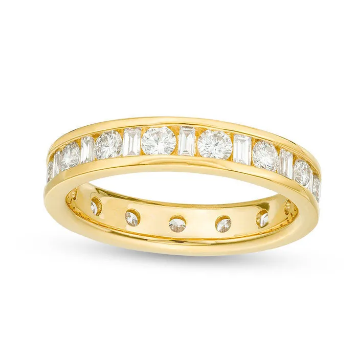 Goldia Rings 15 CT TW Baguette and Round Natural Diamond Eternity Band in Solid 14K Gold HSI2 Goldia Rings 15 CT TW Baguette and Round Natural Diamond Eternity Band in Solid 14K Gold HSI2