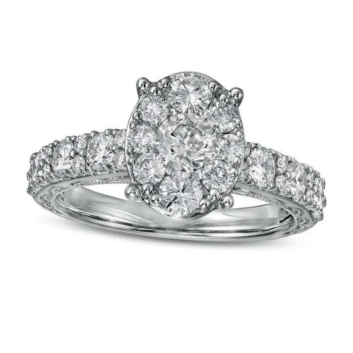 Goldia Rings 15 CT TW Composite Oval Natural Diamond Engagement Ring in Solid 14K White Gold Goldia Rings 15 CT TW Composite Oval Natural Diamond Engagement Ring in Solid 14K White Gold