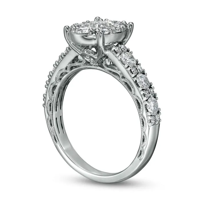 Goldia Rings 15 CT TW Composite Oval Natural Diamond Engagement Ring in Solid 14K White Gold Goldia Rings 15 CT TW Composite Oval Natural Diamond Engagement Ring in Solid 14K White Gold