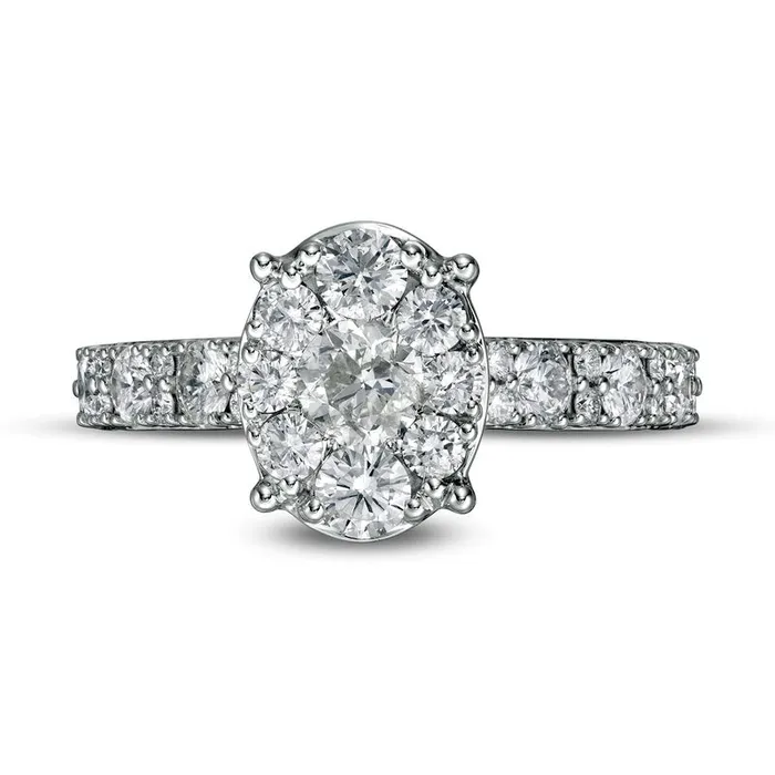 Goldia Rings 15 CT TW Composite Oval Natural Diamond Engagement Ring in Solid 14K White Gold Goldia Rings 15 CT TW Composite Oval Natural Diamond Engagement Ring in Solid 14K White Gold